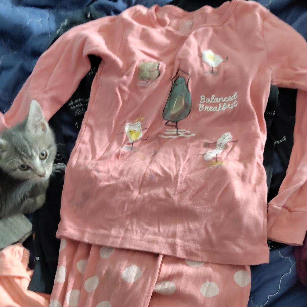 Carter's Pink Pajama Set with Breakfast Print